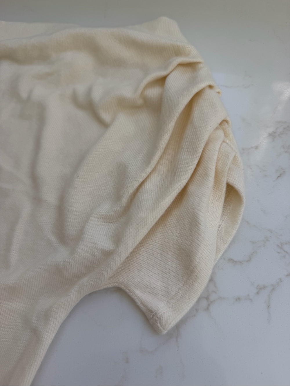 Reformation Ivory Ribbed Short-Sleeve Top - Picture 3 of 4